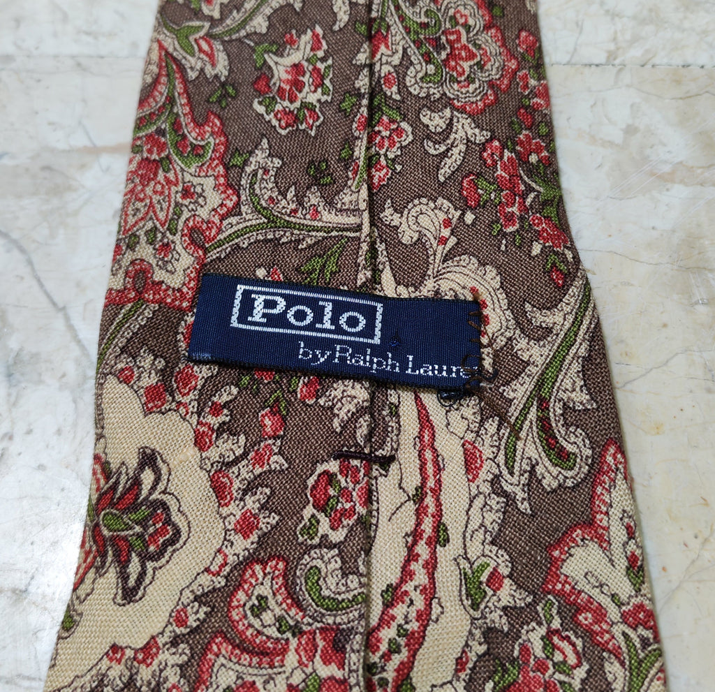 Vintage Polo Ralph Lauren 100% Linen luxury paisley classic neck tie