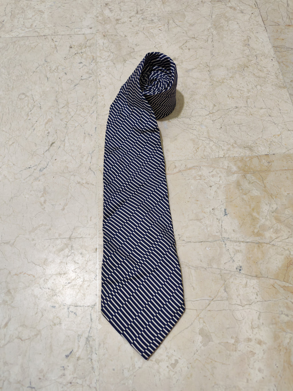 Vintage Dunhill classic 100% silk fancy Retro navy camouflage stripes neck tie