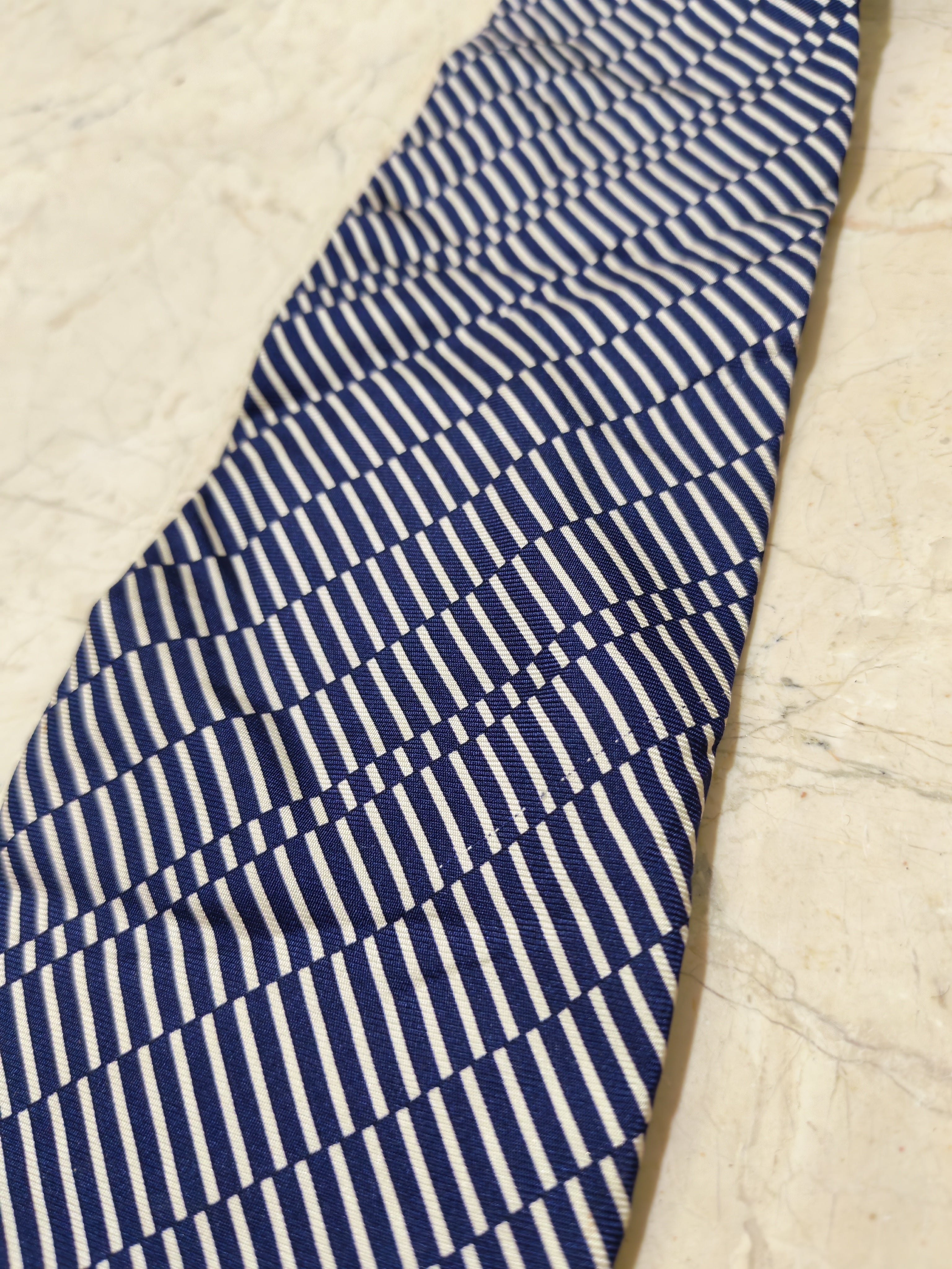 Vintage Dunhill classic 100% silk fancy Retro navy camouflage stripes neck tie