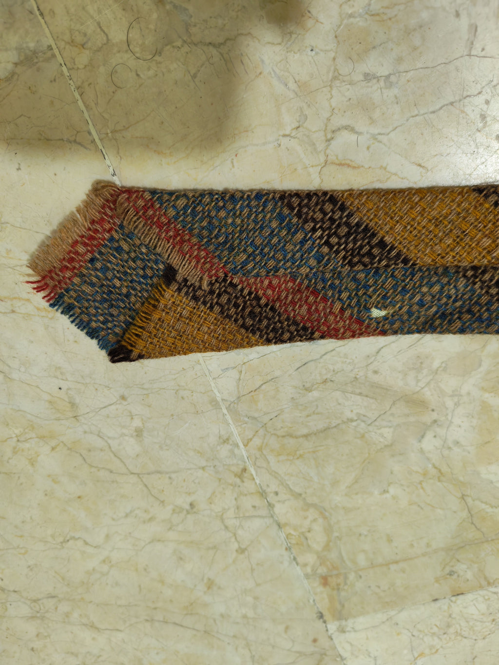 Vintage classic 100% pure wool handwoven Tweed Retro striped neck tie