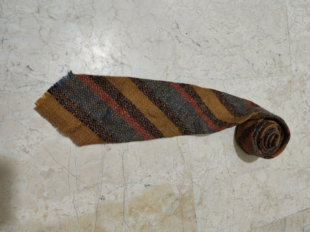 Vintage classic 100% pure wool handwoven Tweed Retro striped neck tie