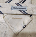 Mens Classic DOLCE & GABBANA 100% all silk luxury beige Repp neck tie