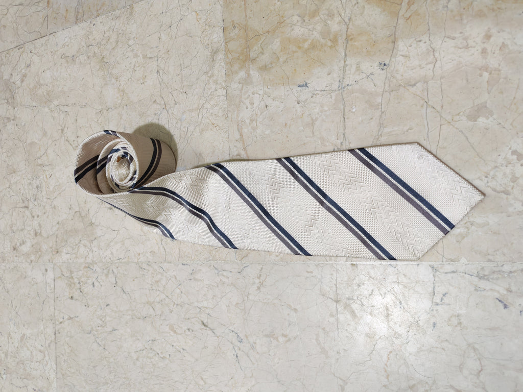 Mens Classic DOLCE & GABBANA 100% all silk luxury beige Repp neck tie