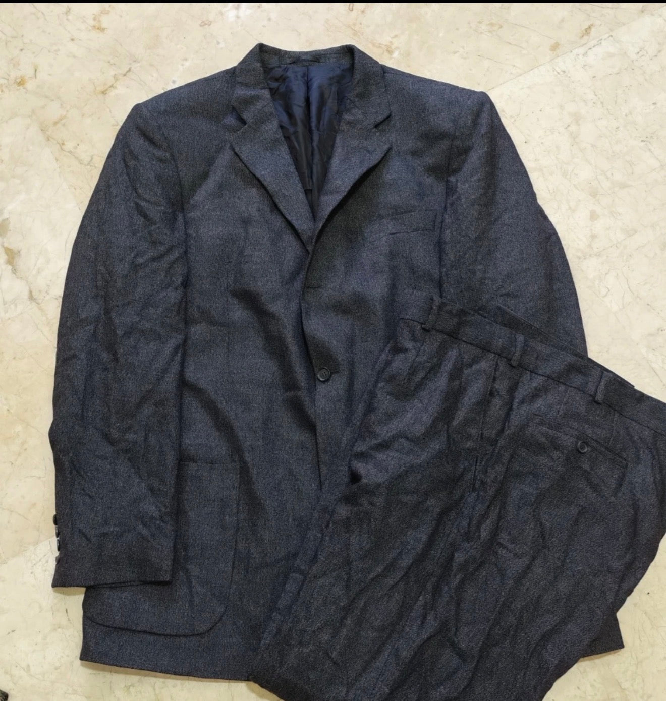 Vintage Daniel Hechter super 100s pure wool charcoal classic suit 46L XL