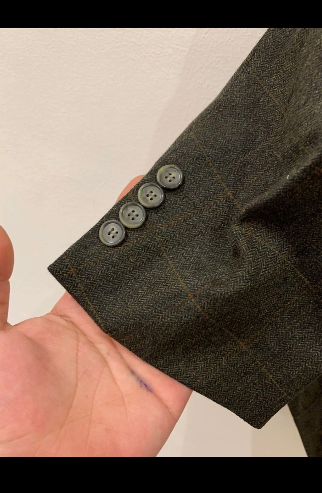 Vintage Burberry London wool cashmere Windowpane jacket blazer 44R 44S