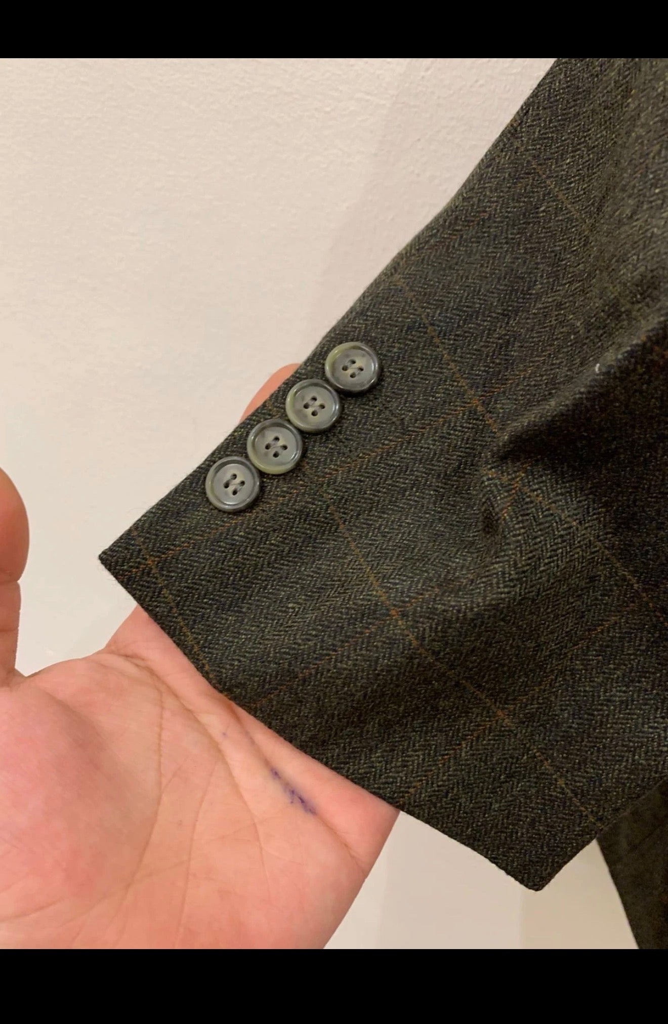 Vintage Burberry London wool cashmere Windowpane jacket blazer 44R 44S
