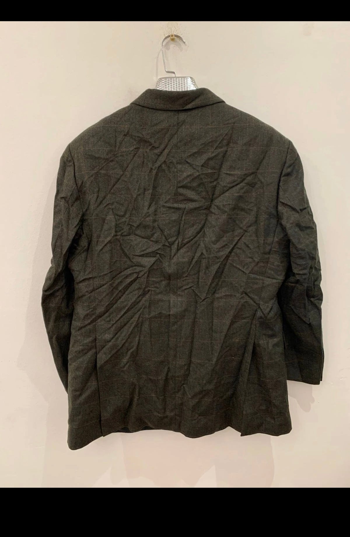 Vintage Burberry London wool cashmere Windowpane jacket blazer 44R 44S