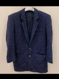 Vintage herringbone Wool Silk blend tweed classic blue hunting jacket blazer 40S