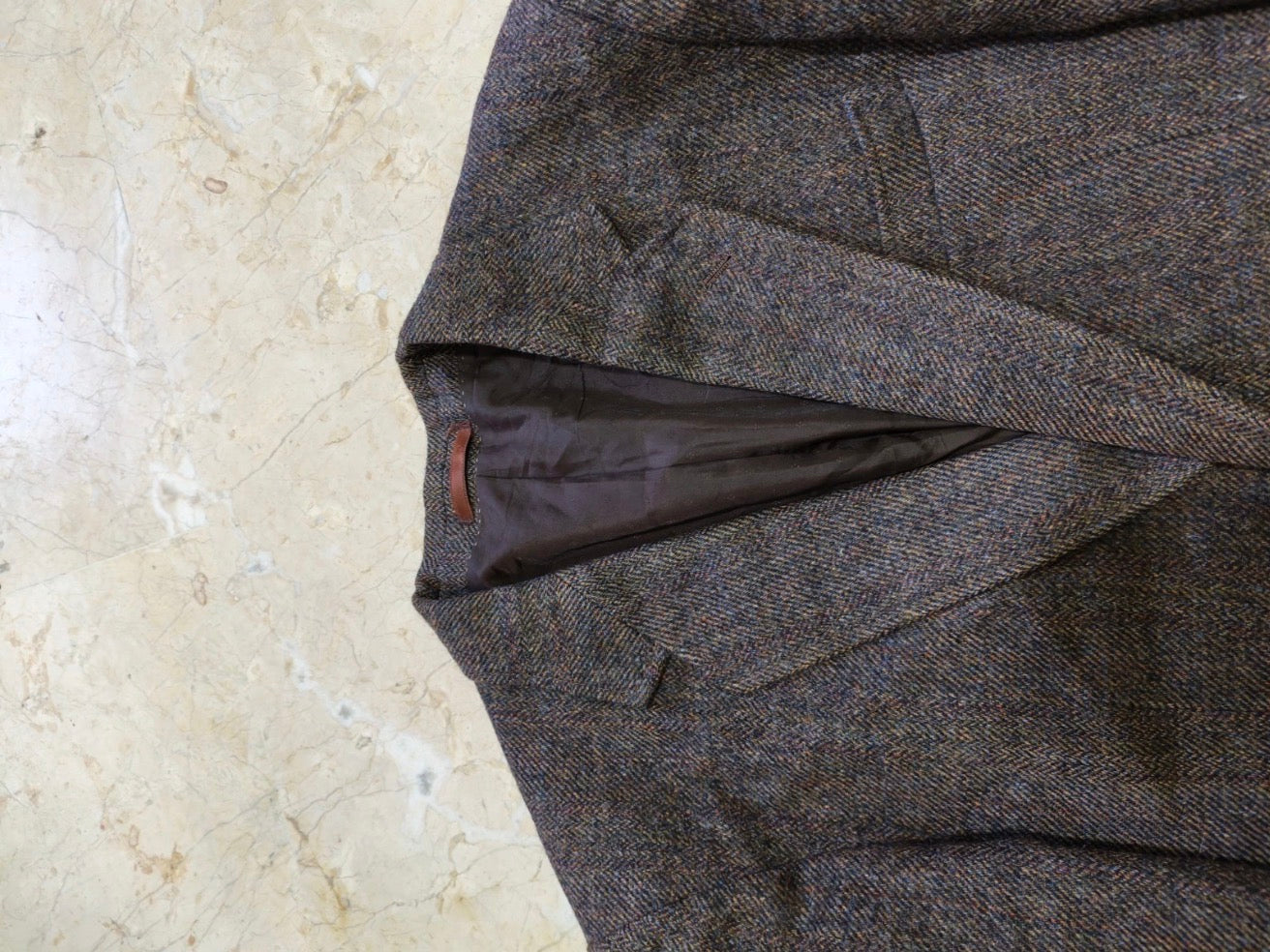 Vintage pure wool tweed Crombie herringbone brown hunting jacket blazer 40R