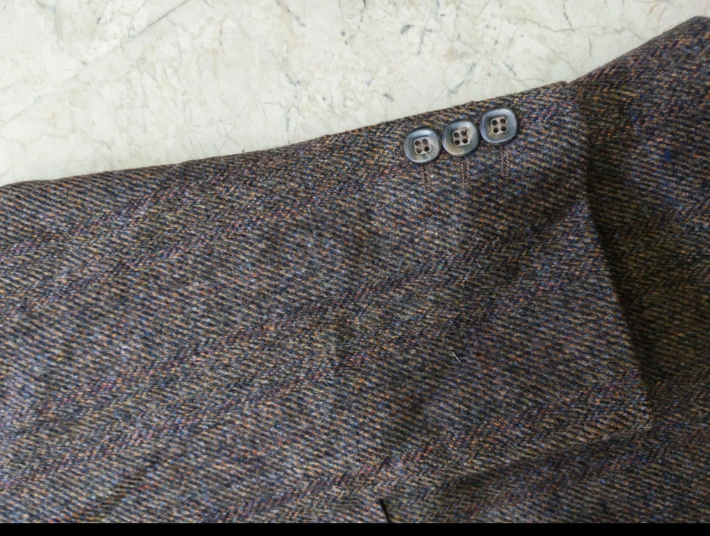 Vintage pure wool tweed Crombie herringbone brown hunting jacket blazer 40R