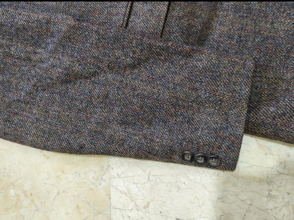 Vintage pure wool tweed Crombie herringbone brown hunting jacket blazer 40R