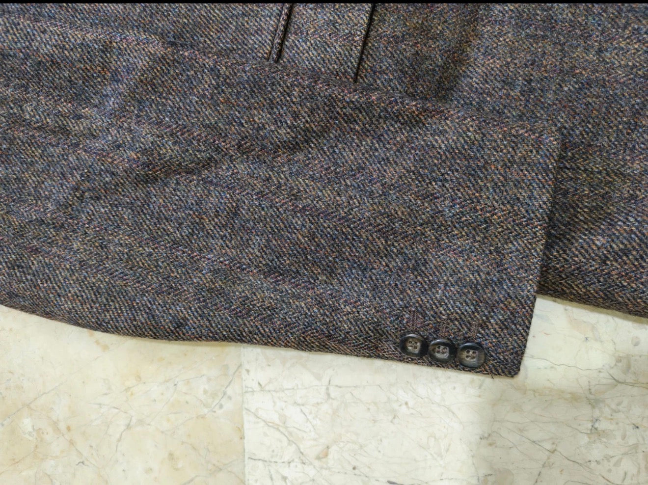 Vintage pure wool tweed Crombie herringbone brown hunting jacket blazer 40R