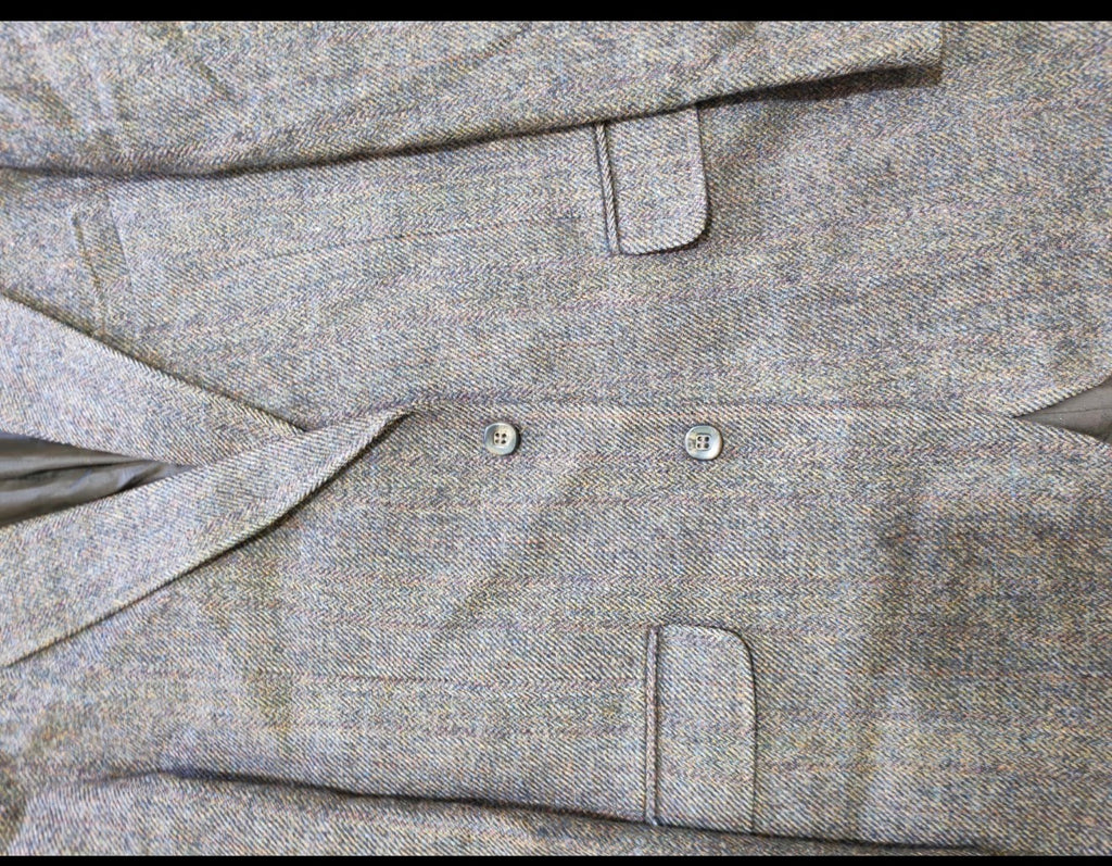 Vintage pure wool tweed Crombie herringbone brown hunting jacket blazer 40R