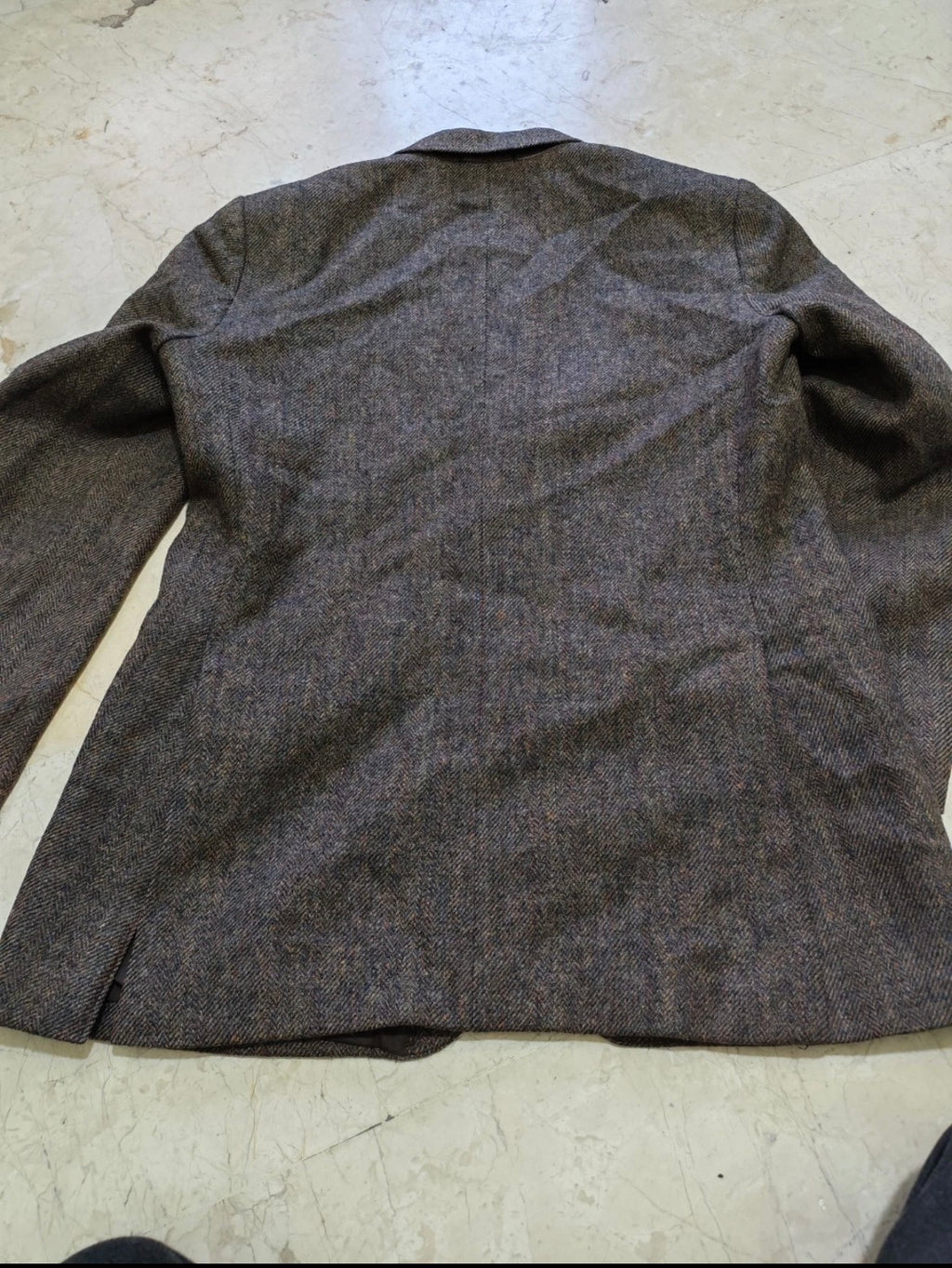 Vintage pure wool tweed Crombie herringbone brown hunting jacket blazer 40R