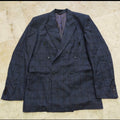 Vintage wool cashmere Windowpane charcoal double breasted jacket blazer 36R