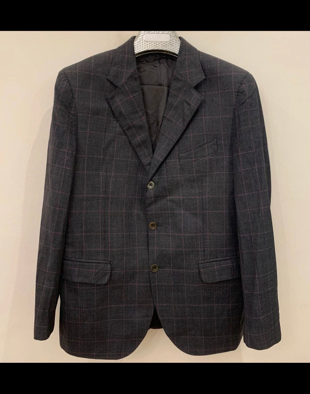 Sartoria Rossi pure superfine wool Windowpane charcoal classic jacket blazer 38R