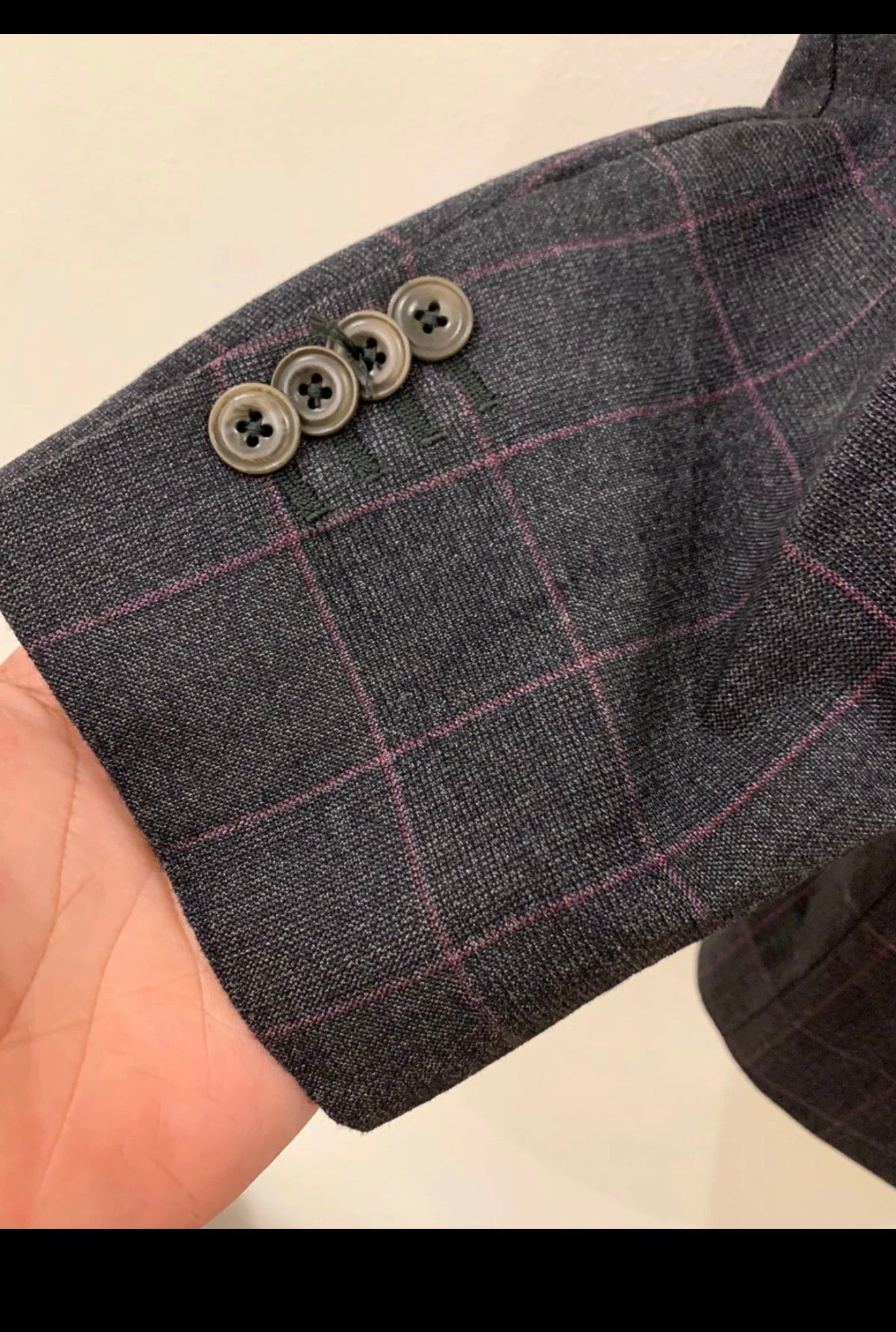 Sartoria Rossi pure superfine wool Windowpane charcoal classic jacket blazer 38R