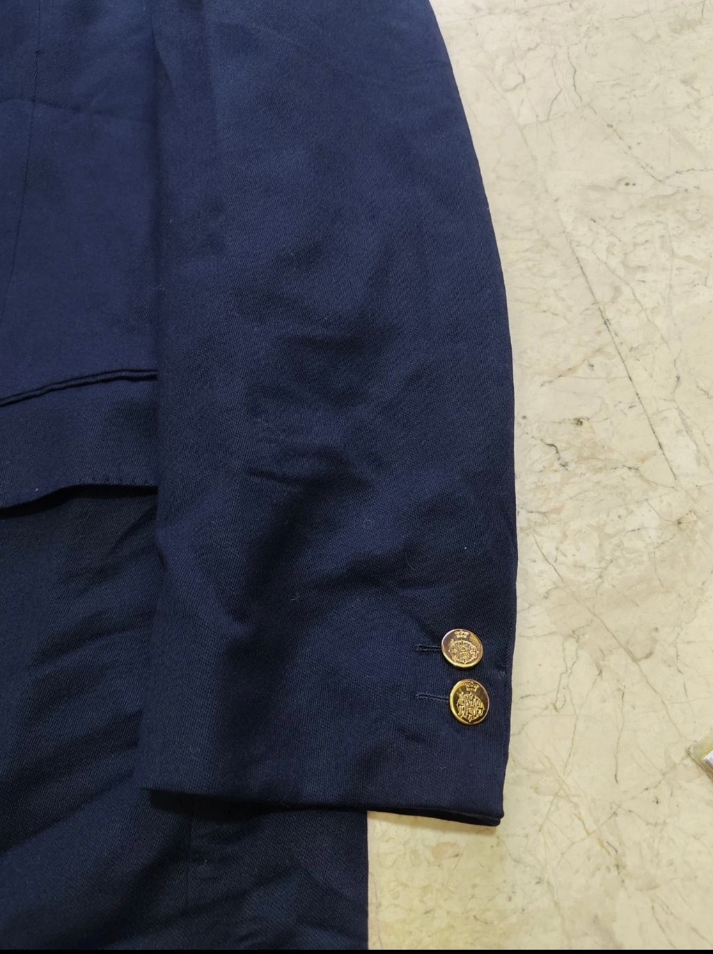 Vintage pure wool double breasted classic gold button navy jacket blazer 40R
