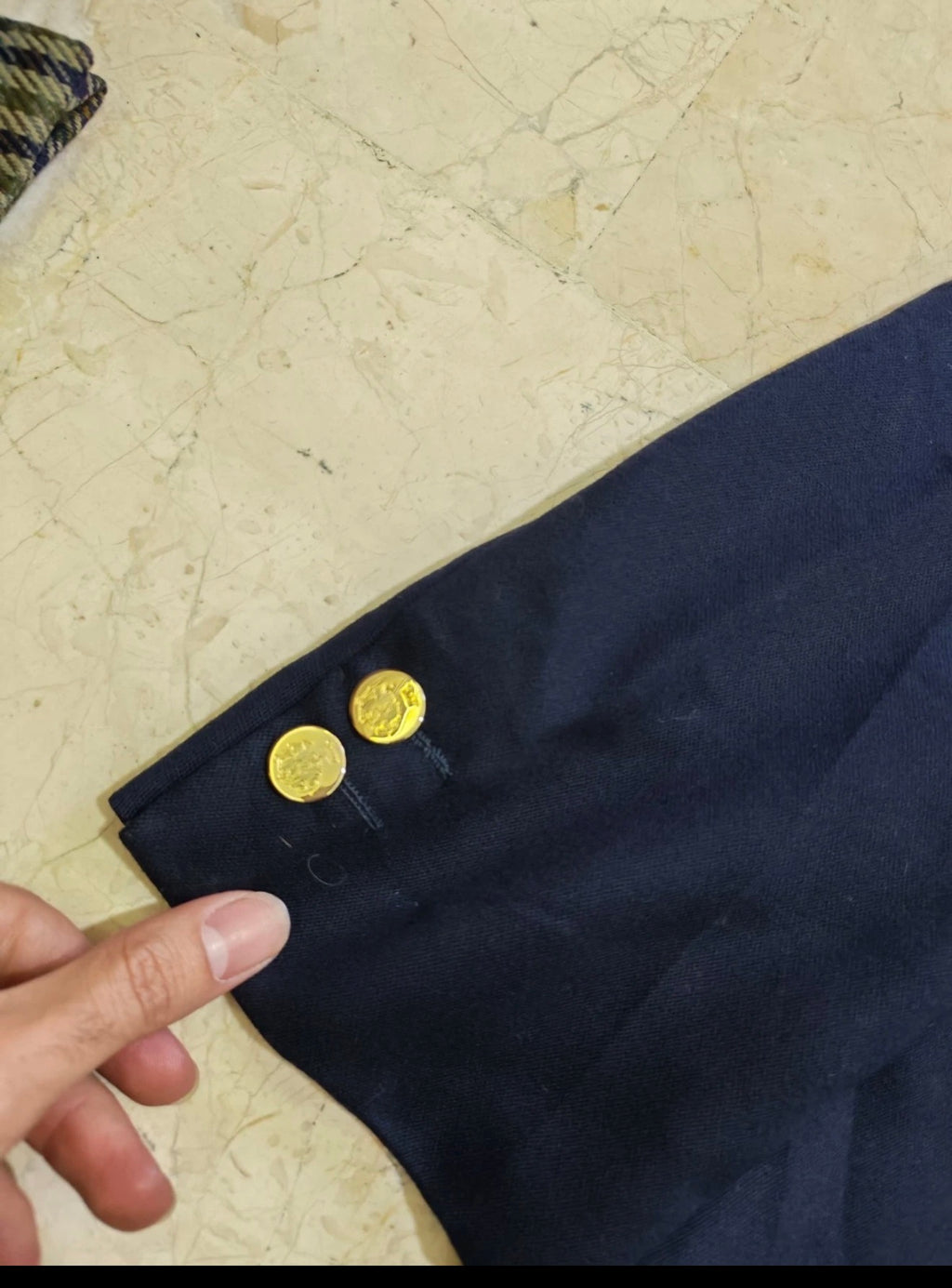 Vintage pure wool double breasted classic gold button navy jacket blazer 40R
