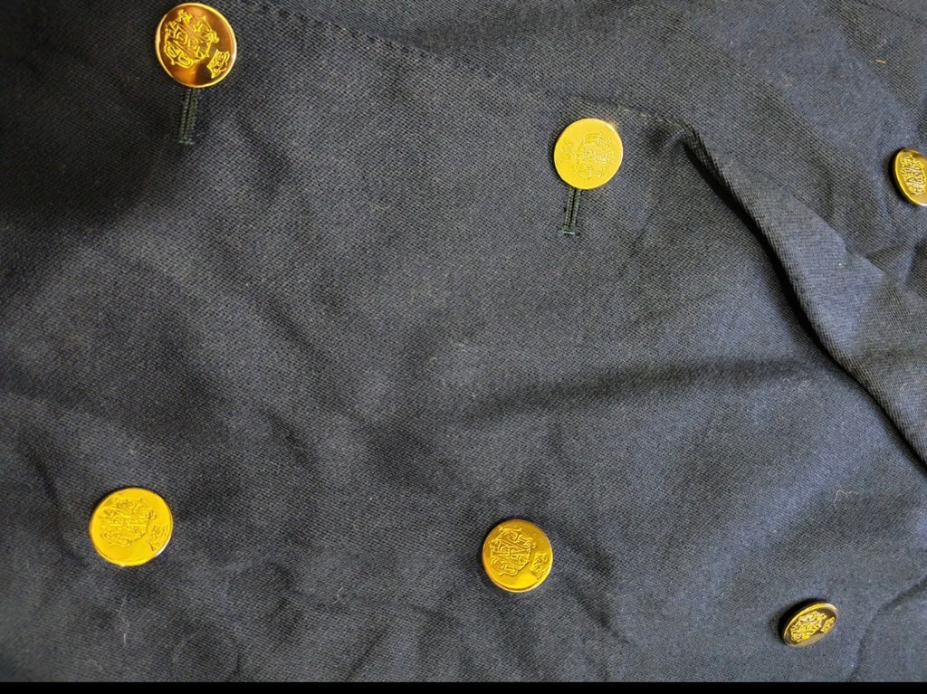 Vintage pure wool double breasted classic gold button navy jacket blazer 40R