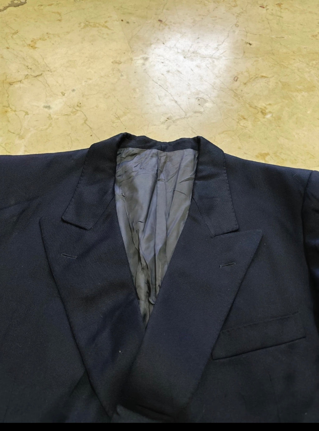 Vintage pure wool double breasted classic gold button navy jacket blazer 40R