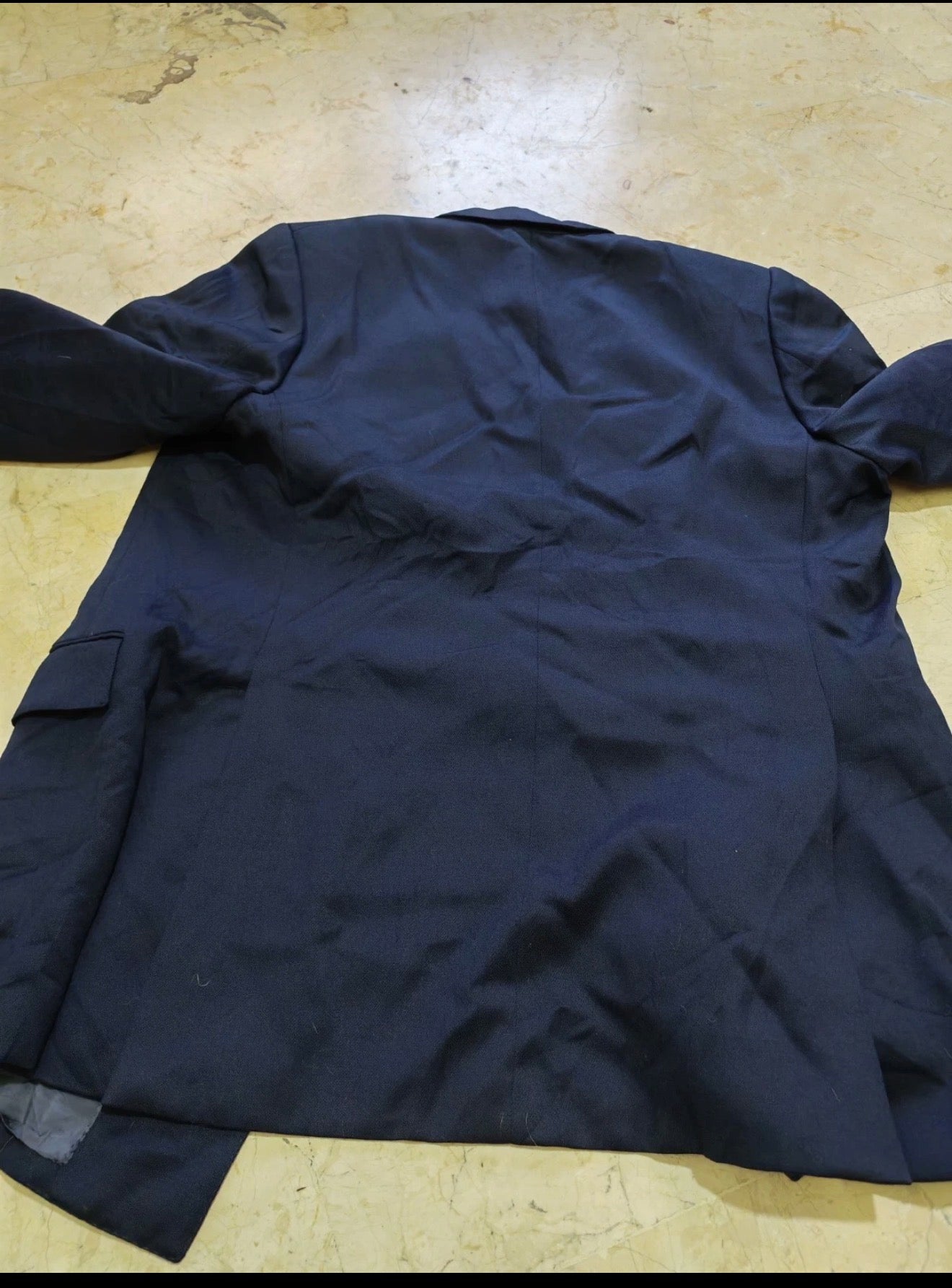 Vintage pure wool double breasted classic gold button navy jacket blazer 40R