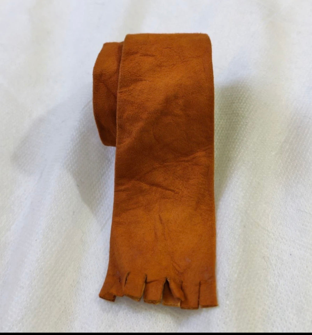 Vintage handmade classic Genuine Suede leather brown western neck tie