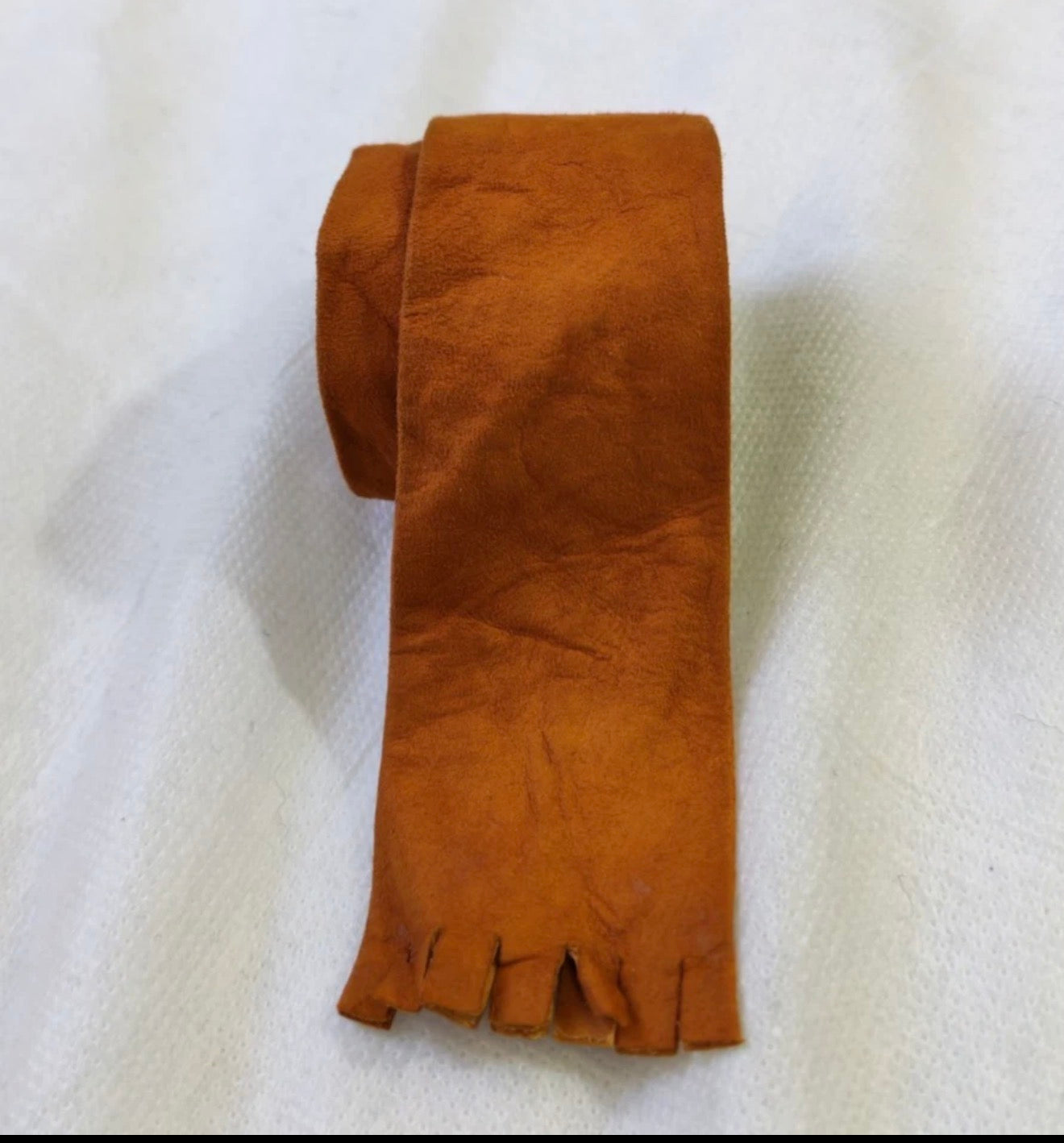 Vintage handmade classic Genuine Suede leather brown western neck tie
