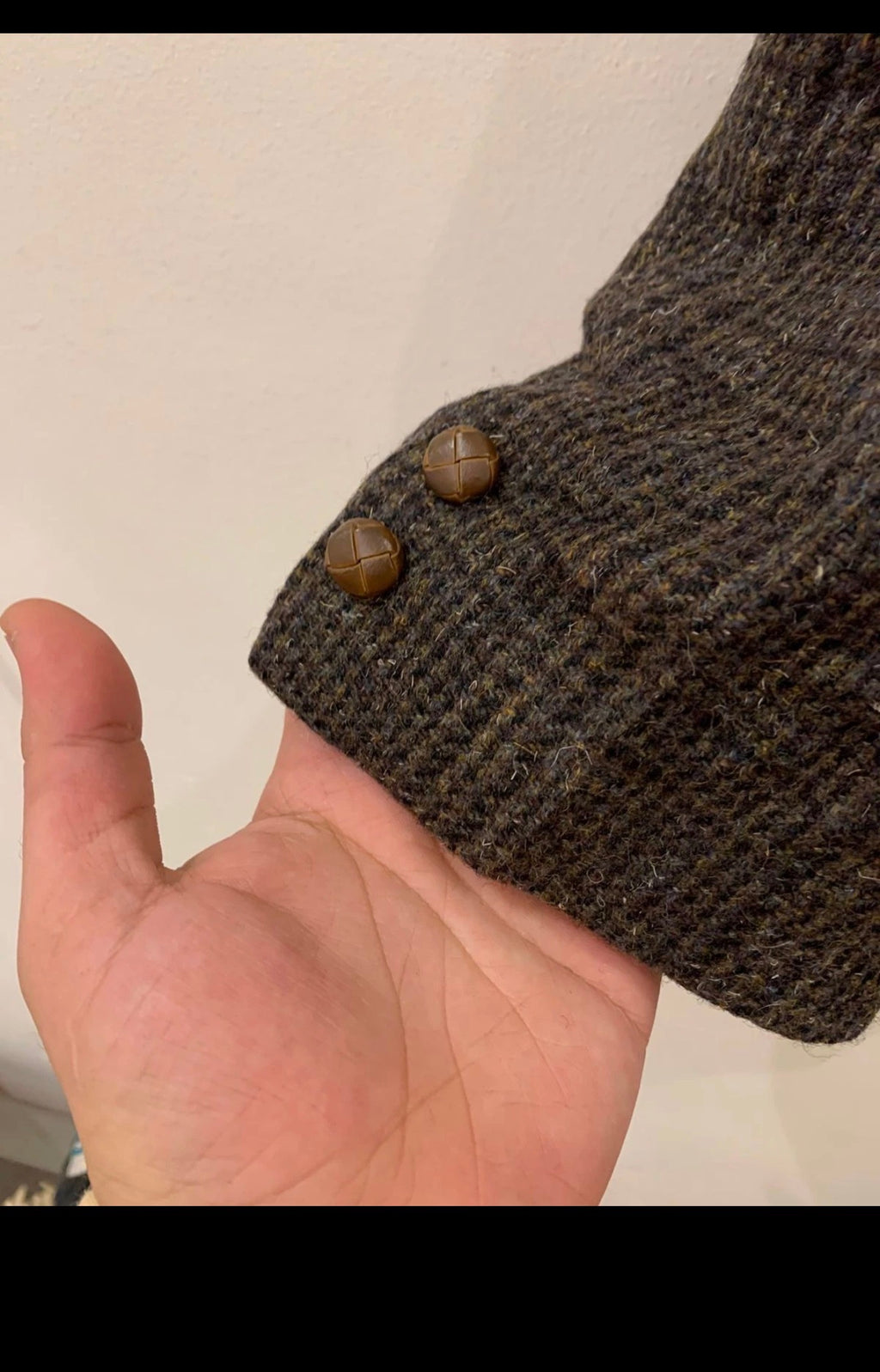Vintage pure wool handwoven tweed glen check brown hunting jacket blazer 42R