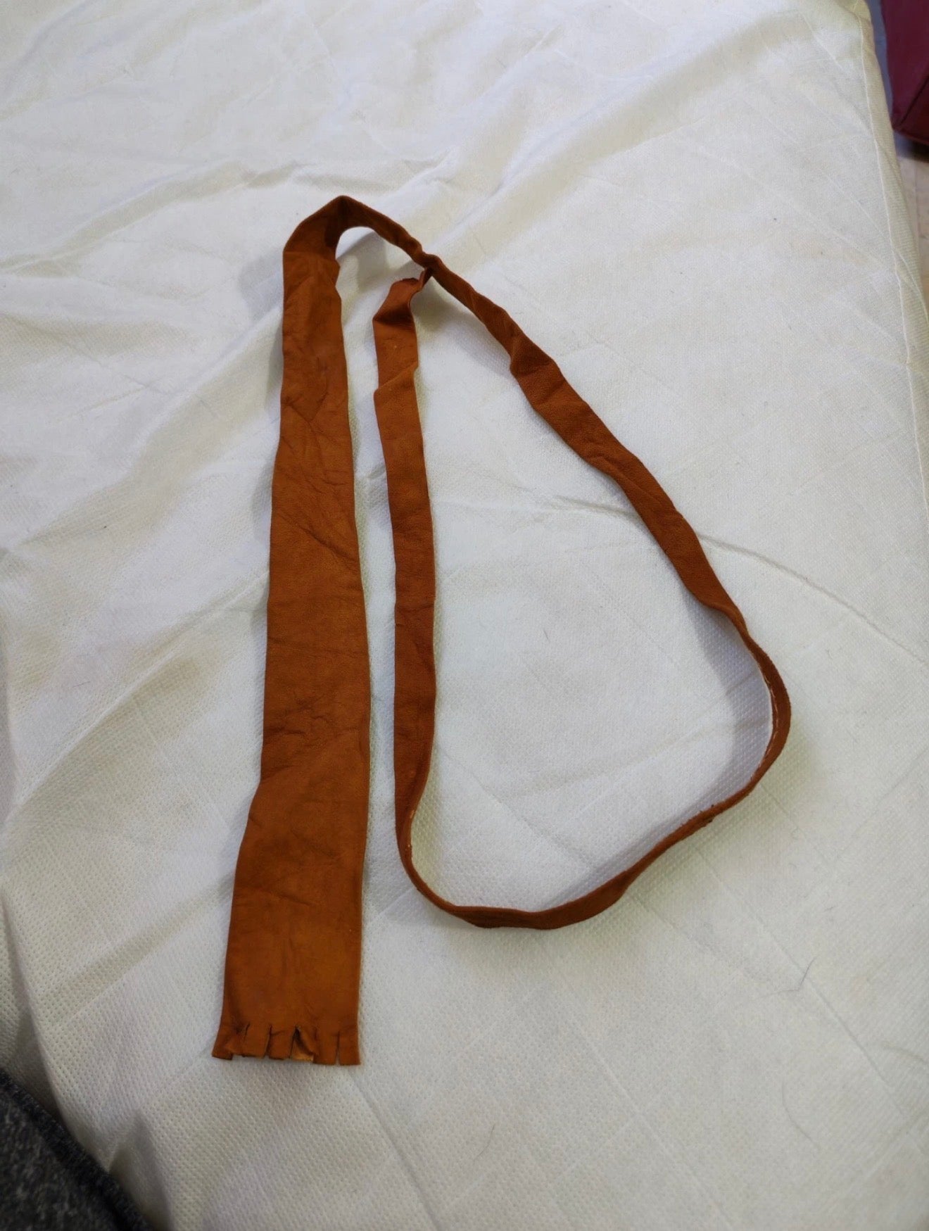 Vintage handmade classic Genuine Suede leather brown western neck tie