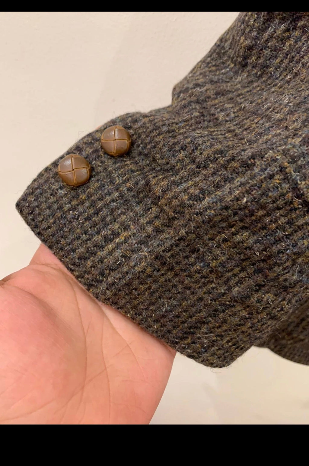 Vintage pure wool handwoven tweed glen check brown hunting jacket blazer 42R
