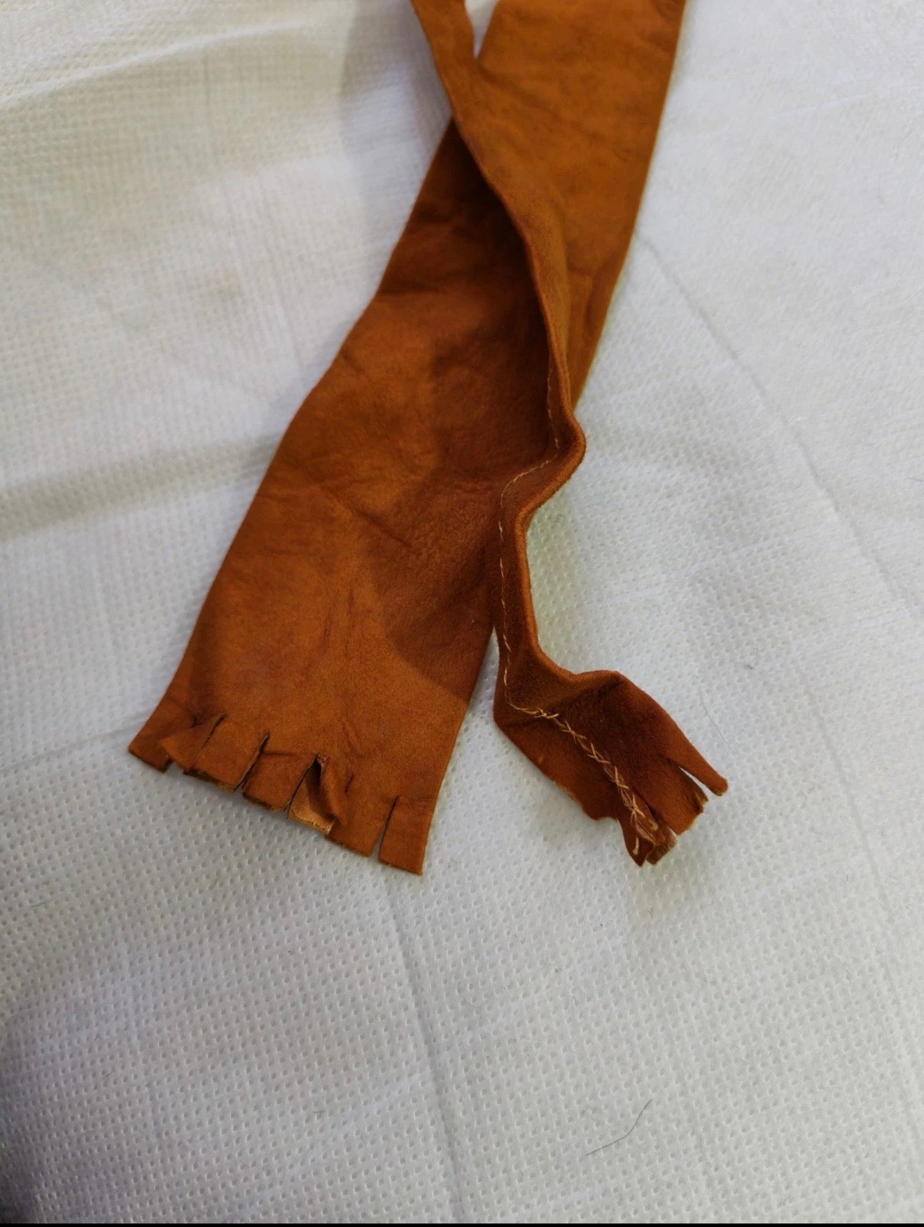 Vintage handmade classic Genuine Suede leather brown western neck tie