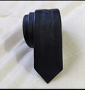 Vintage handmade classic Genuine leather luxury grayish blue skinny neck tie
