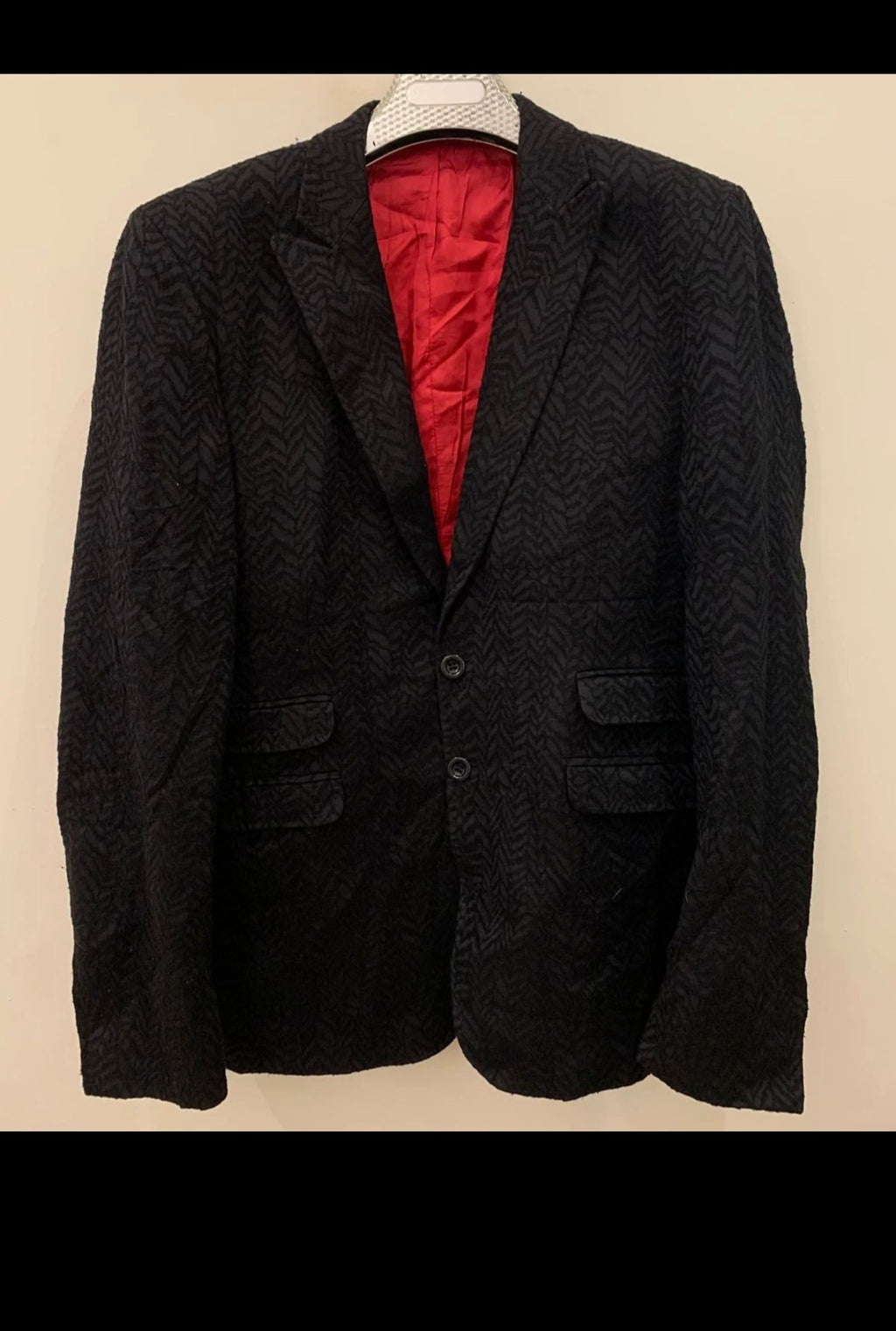 Classic Hans Ubbink wool blend black peak lapel camouflage jacket blazer 44R 44L