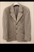 Vintage pure wool handwoven tweed brown beige hunting jacket blazer 44R