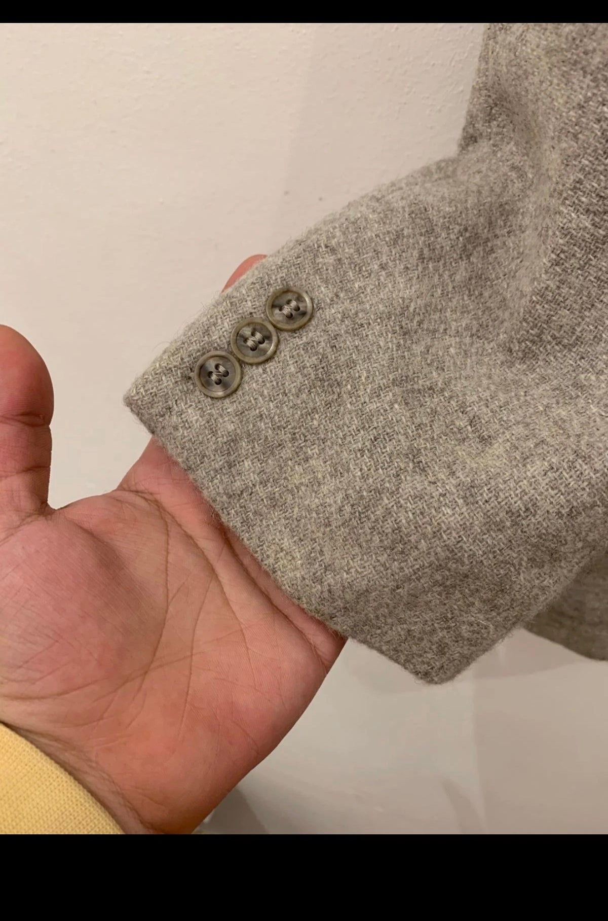 Vintage pure wool handwoven tweed brown beige hunting jacket blazer 44R