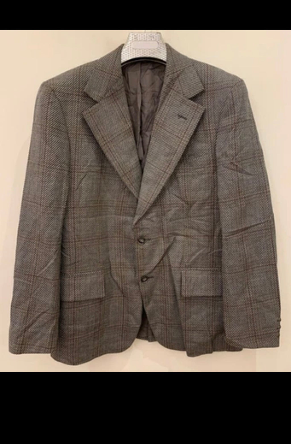 1970s Vintage dated pure wool tweed Windowpane gray classic jacket blazer 40R
