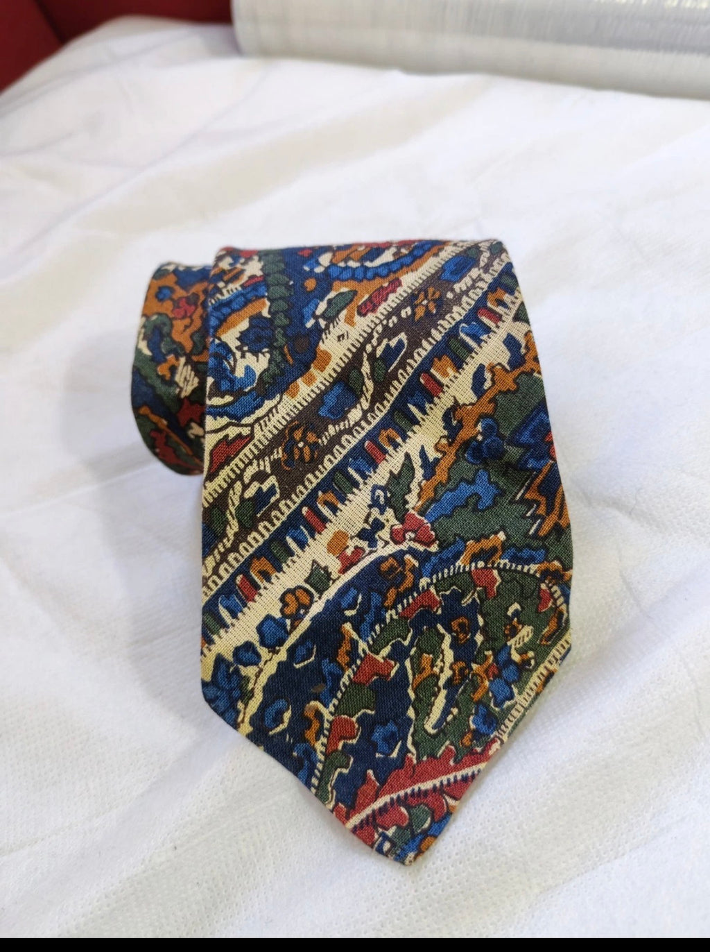 Vintage Polo Ralph Lauren 100% Linen luxury camouflage paisley classic neck tie
