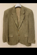 Vintage pure wool tweed glen check green classic hunting jacket blazer 44R