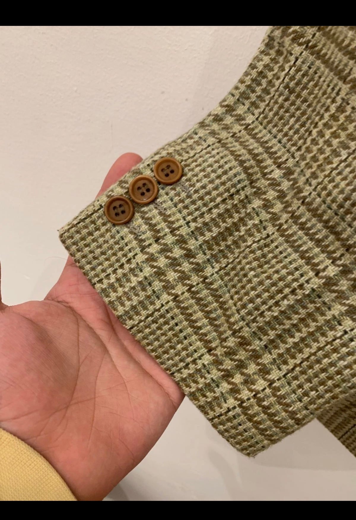 Vintage pure wool tweed glen check green classic hunting jacket blazer 44R