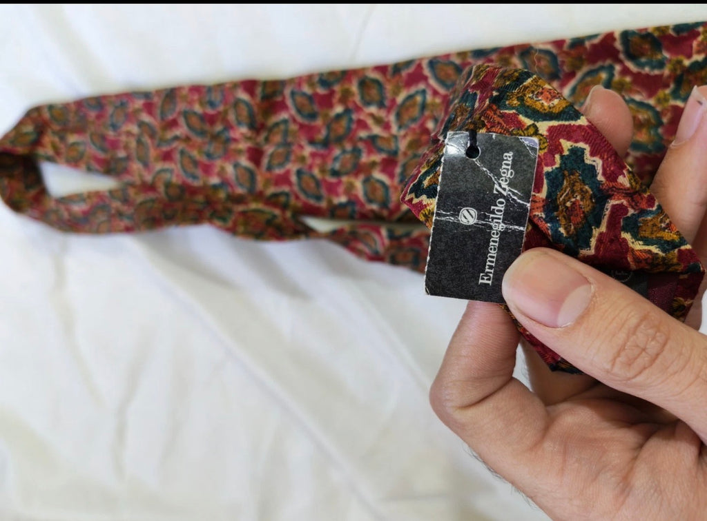 Vintage Ermenegildo Zegna classic 100% all silk Retro luxury geometric neck tie