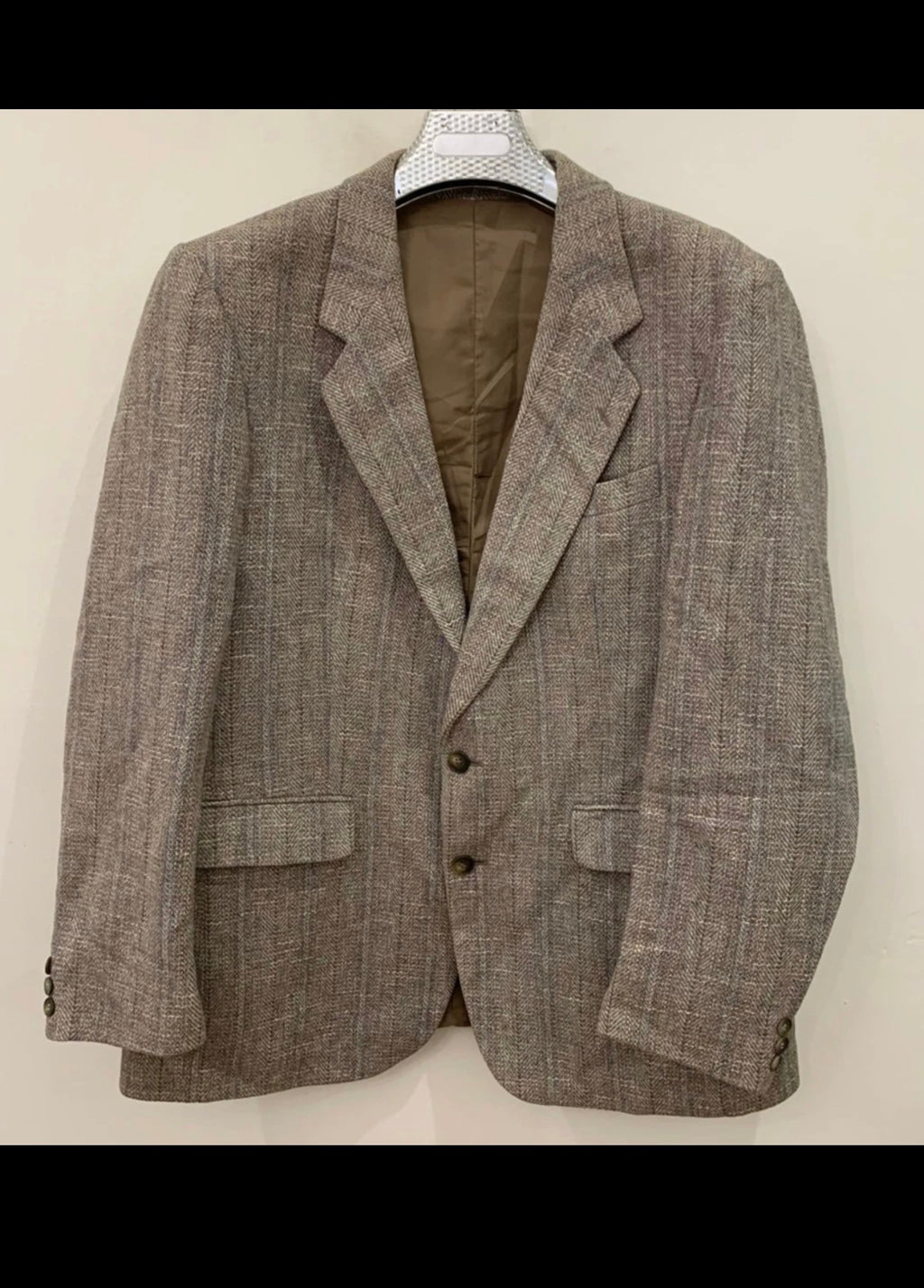 Vintage pure Lambswool Tweed herringbone brown hunting jacket blazer 42R
