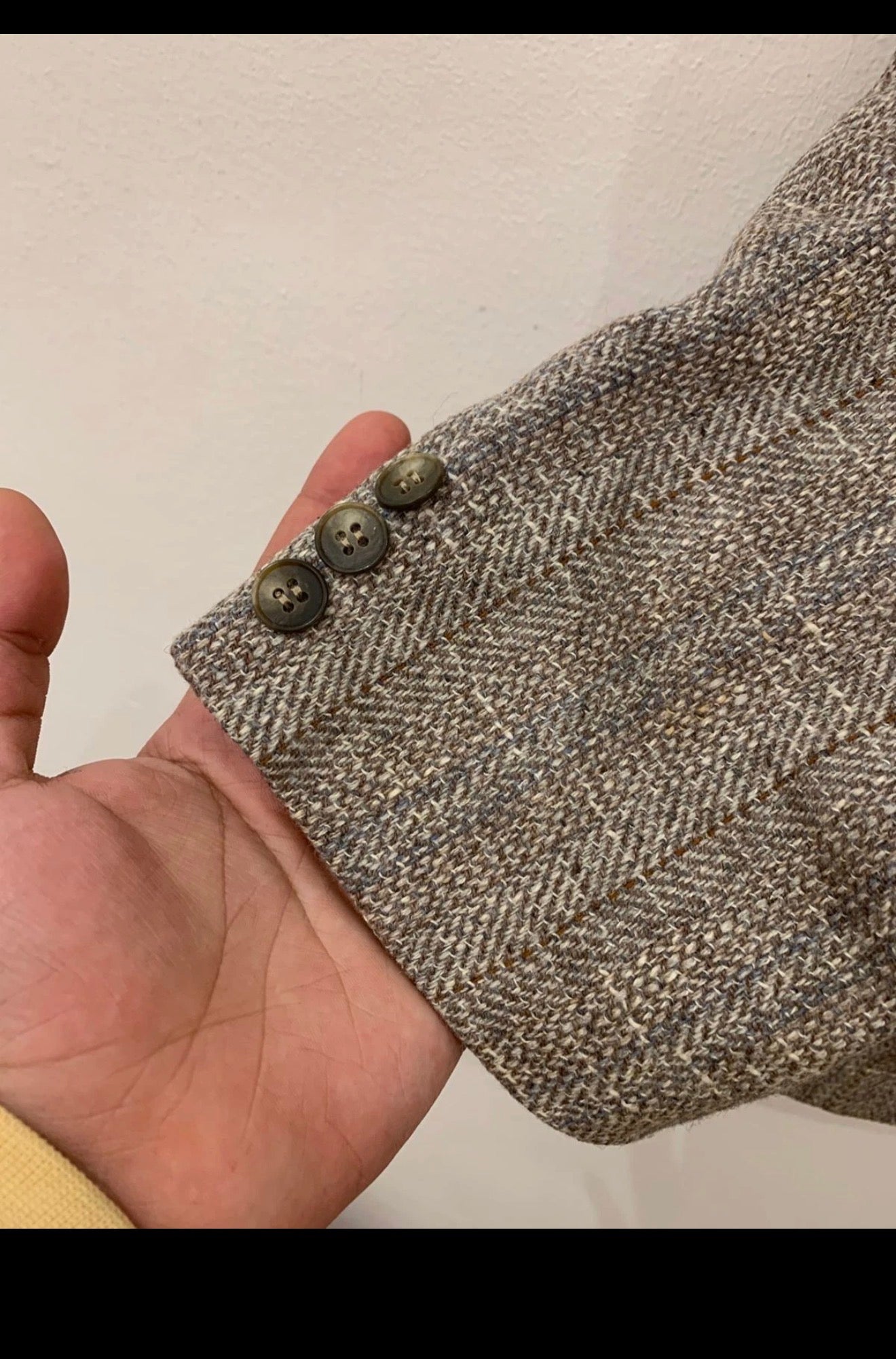 Vintage pure Lambswool Tweed herringbone brown hunting jacket blazer 42R