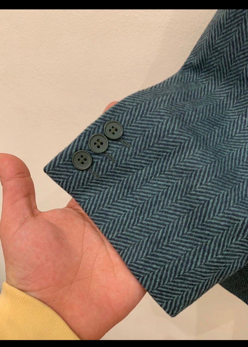 Vintage pure wool tweed herringbone classic turquoise jacket blazer 38R