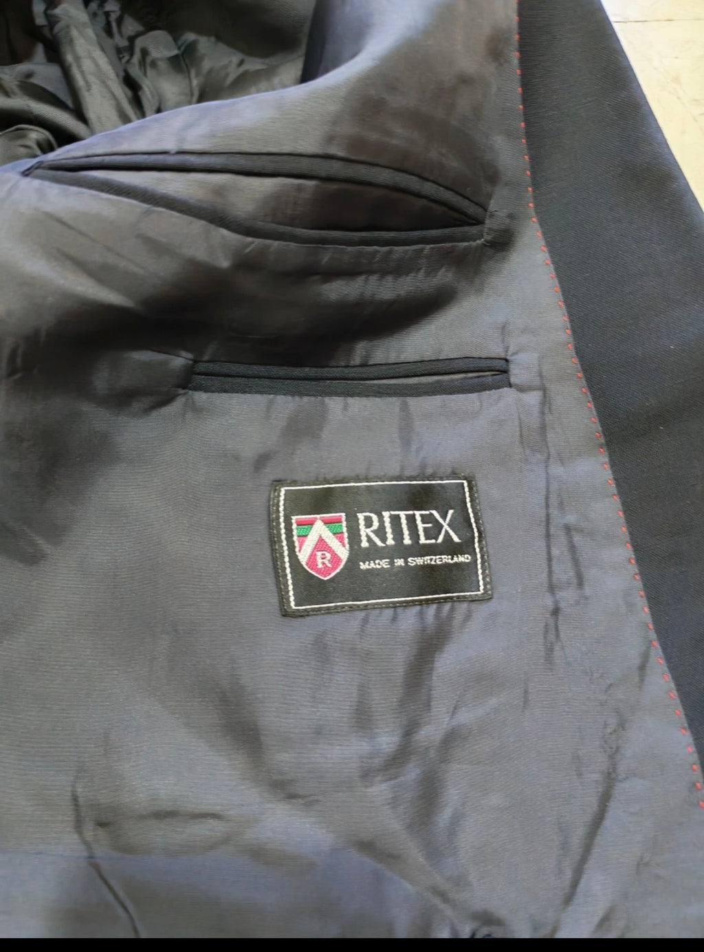 Vintage Ritex wool Mohair double breasted gangster navy classic suit 40R