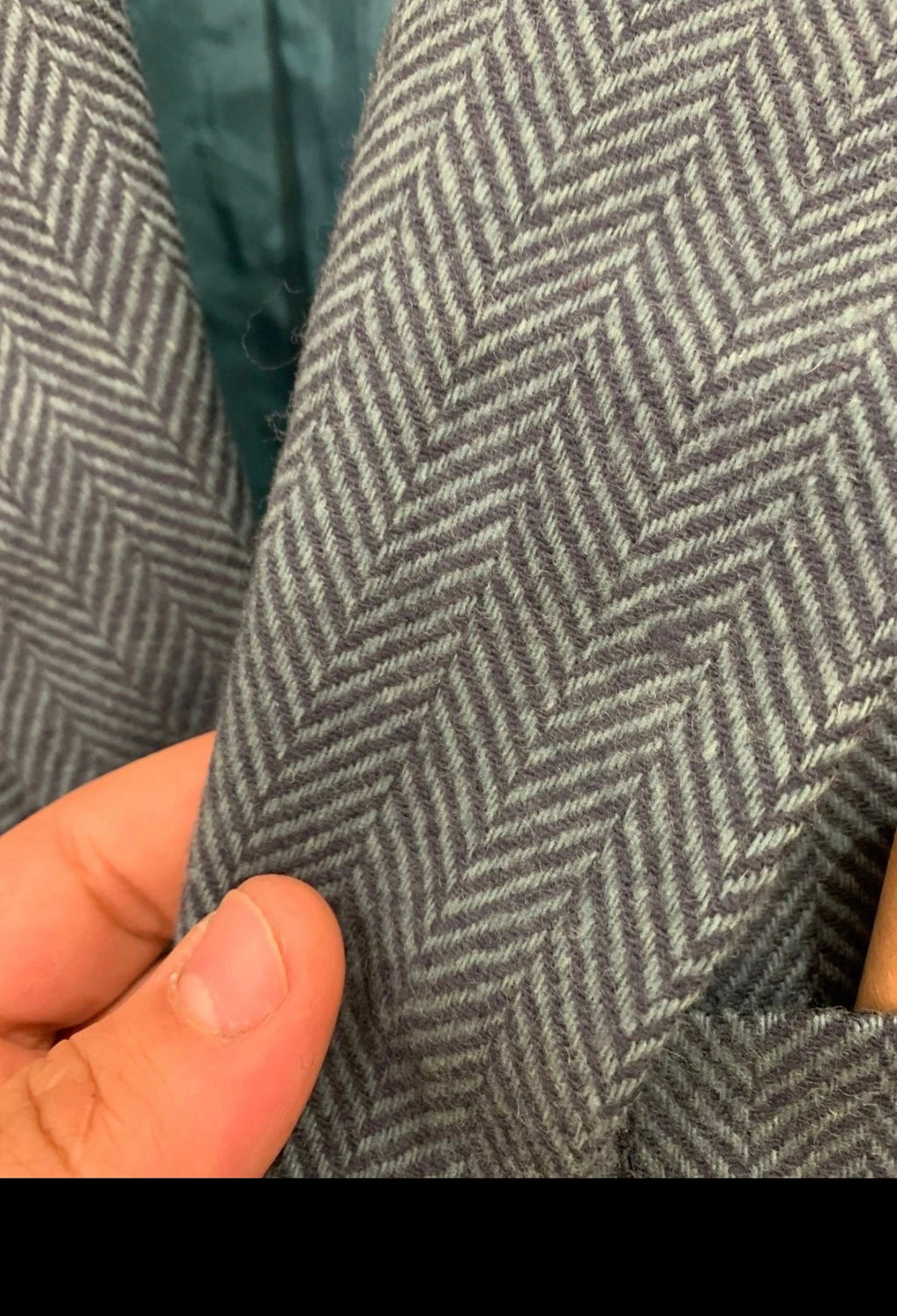 Vintage pure wool tweed herringbone classic turquoise jacket blazer 38R