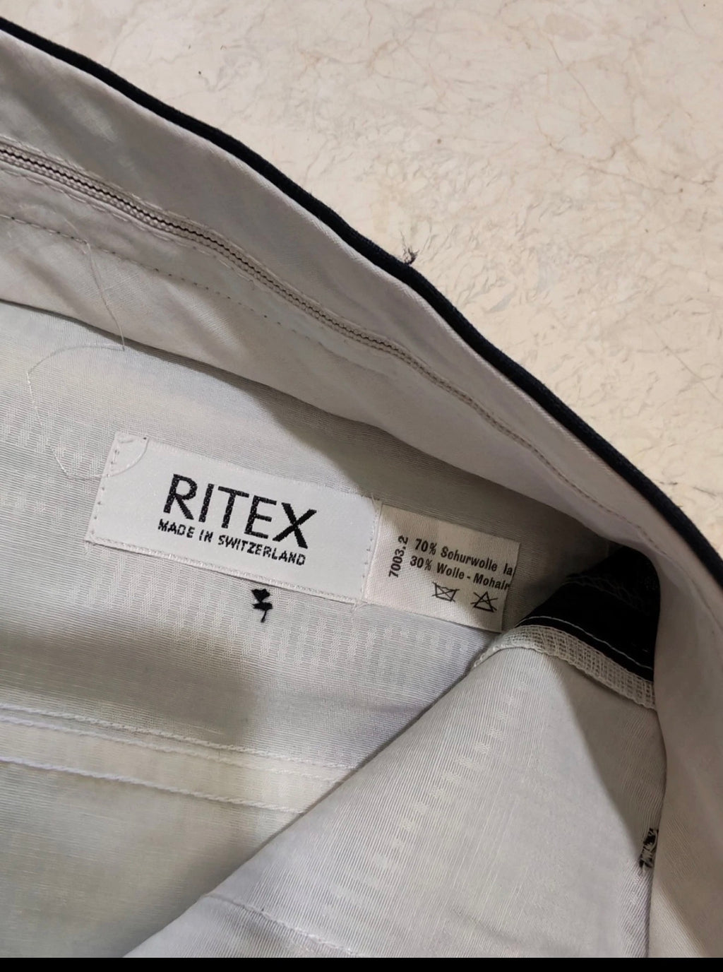Vintage Ritex wool Mohair double breasted gangster navy classic suit 40R