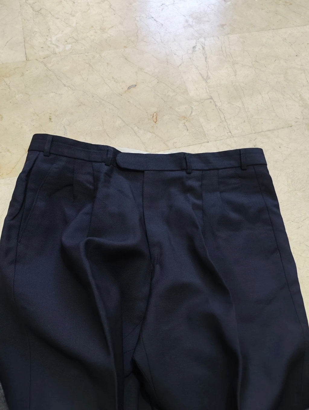 Vintage Ritex wool Mohair double breasted gangster navy classic suit 40R