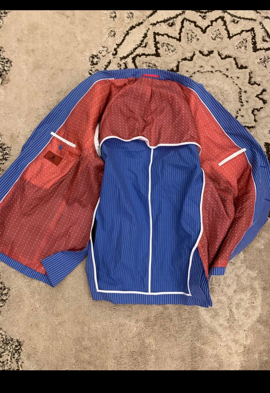 Classic cotton blend rowing royal blue white summer jacket blazer 46R 46L XL