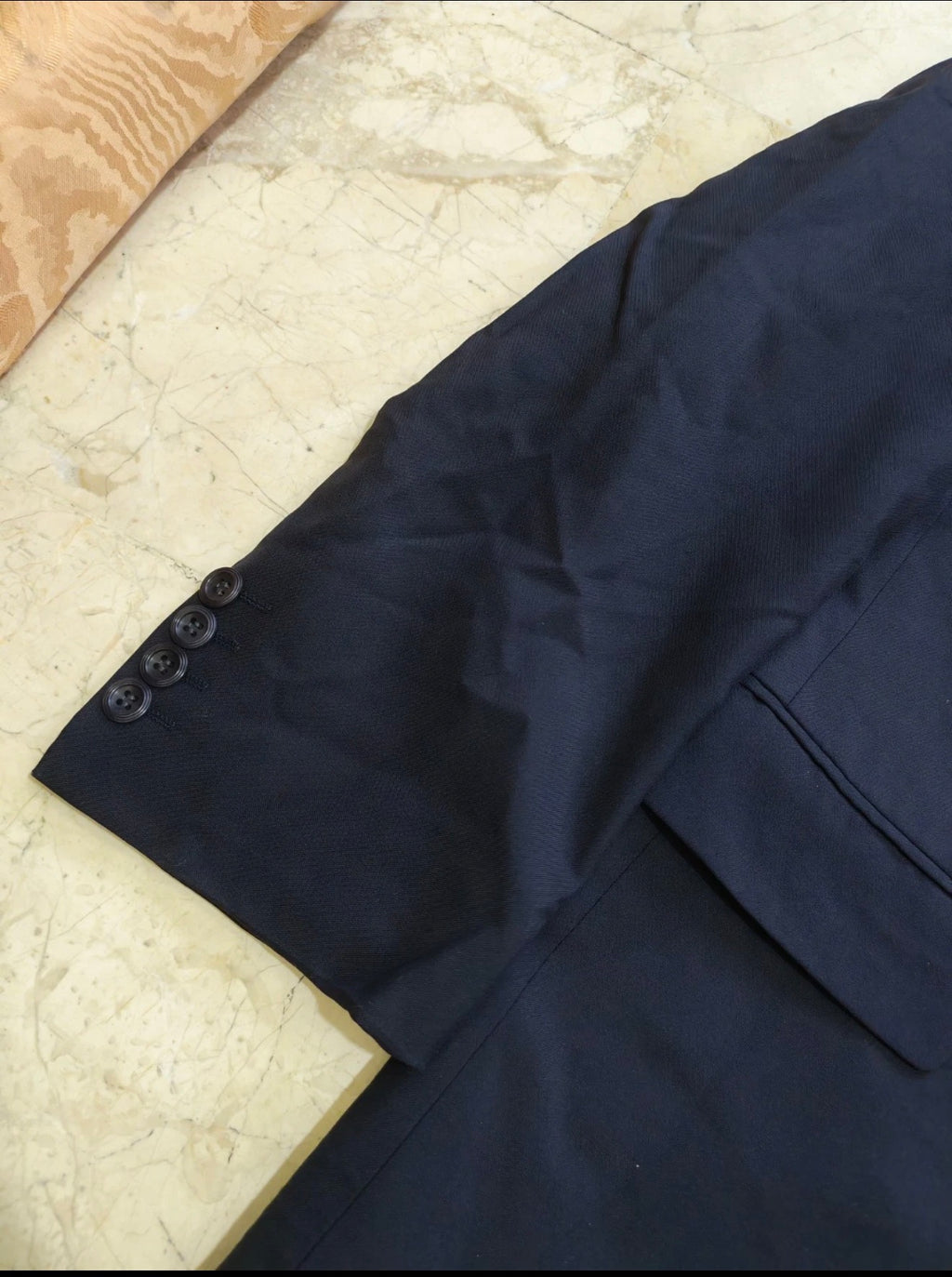 Vintage Arrow superfine pure wool double breasted classic navy suit 40R